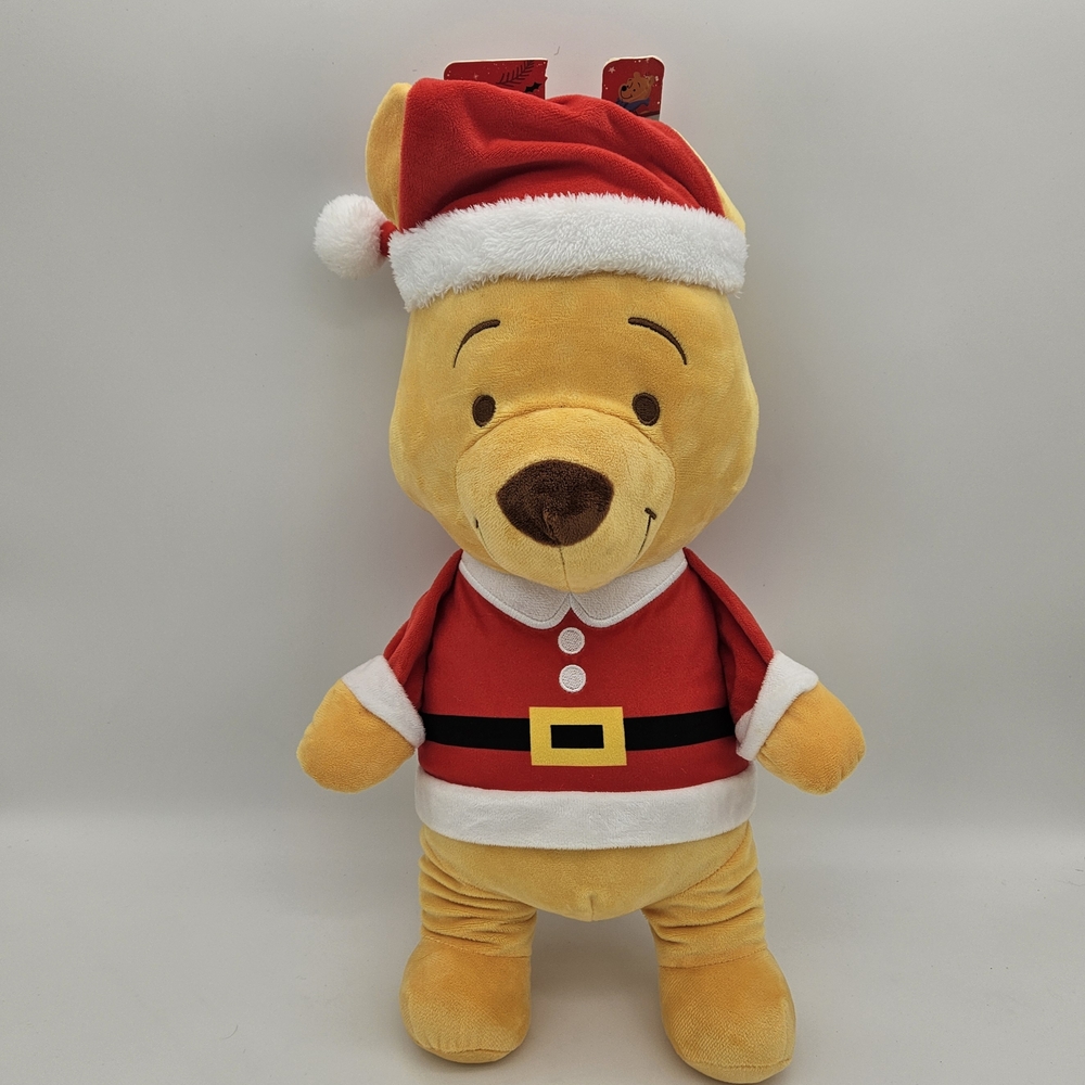Disney Winnie the Pooh Santa Plush in Red and Yellow Dog Toy